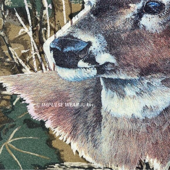 Vintage 90s Camo Trophy Buck Dixie Outfitters Sweatshirt Size Large - Picture 10 of 16